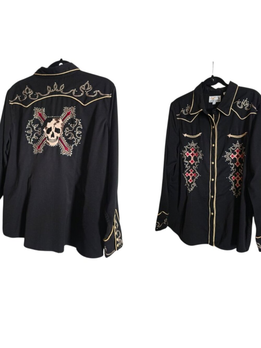 Vtg Panhandle Embroidered Women's Western Rodeo Festival Pearl Snap Shirt Sz XXL